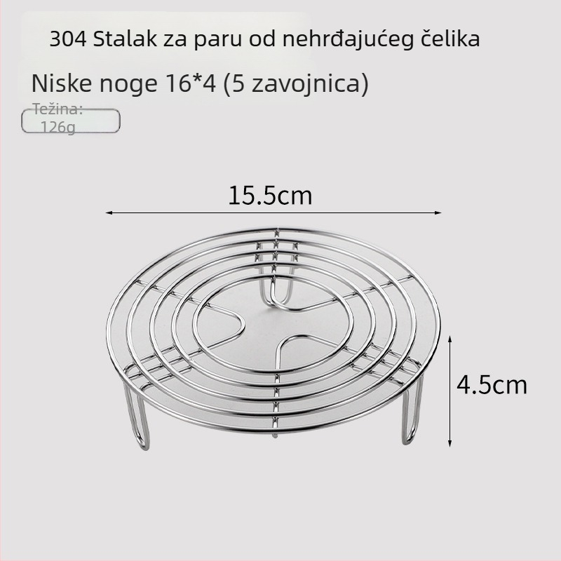304 nehrđajući čelični stalak za parenje za električni kuhalo riže - okrugli, ojačani, višenamjenski stalak za paru s izolacijskom podlogom