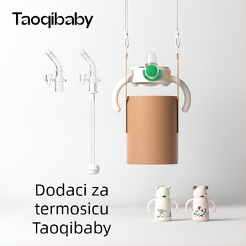 Taoqibaby silikonski V-oblik dodatak za slamku za termosicu s motivom medvjeda – otporan na prolivanje, zaštita od gušenja