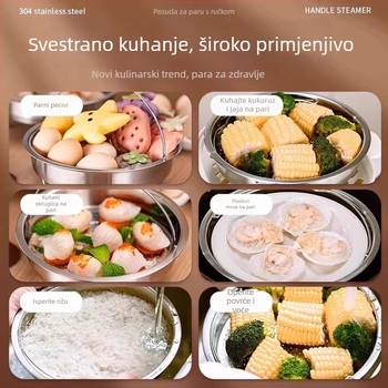 316 nehrđajući čelik kružna posuda za parenje s ručkom i košarom za paru