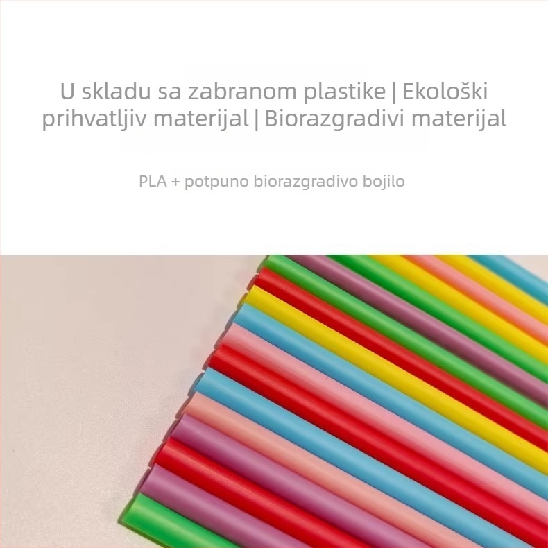 Jednokratne biološki razgradljive slamke, individualno pakirane, šarene PLA slamke za kavu i mliječne čajeve