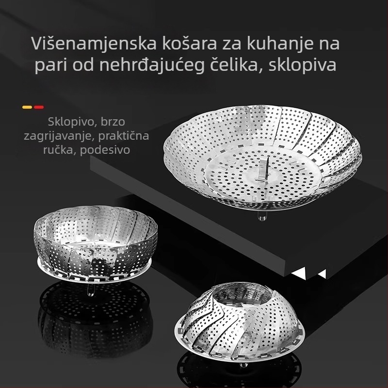 Univerzalni parni stalak od nehrđajućeg čelika 304, sklopiva posuda za paru, deblja konstrukcija, višenamjenski kućni parni stalak