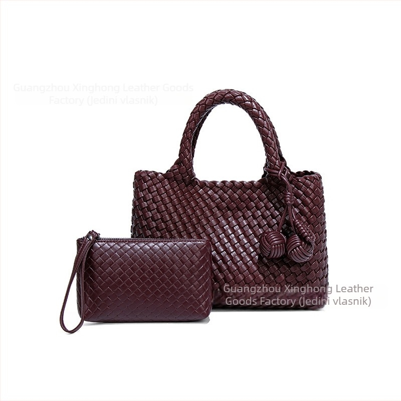 Ženska ručno pletena košarasta torba, lagani luksuz, casual stil, s mogućnošću nošenja u ruci, preko ramena ili crossbody