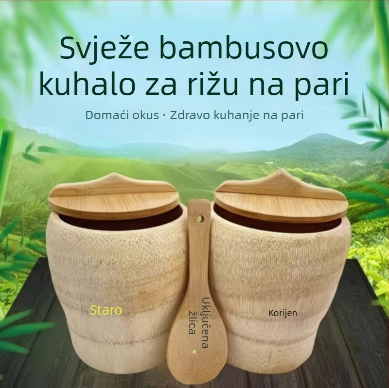 Bambusov parni kantu s korijenom – veliki bambusov cjevasti lonac za rižu na paru