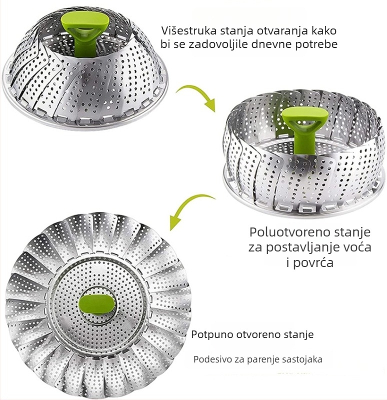 Sklopiva parna posuda od nehrđajućeg čelika – višenamjenski koš za kuhanje na paru