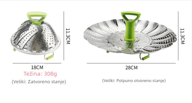 Sklopiva parna posuda od nehrđajućeg čelika – višenamjenski koš za kuhanje na paru