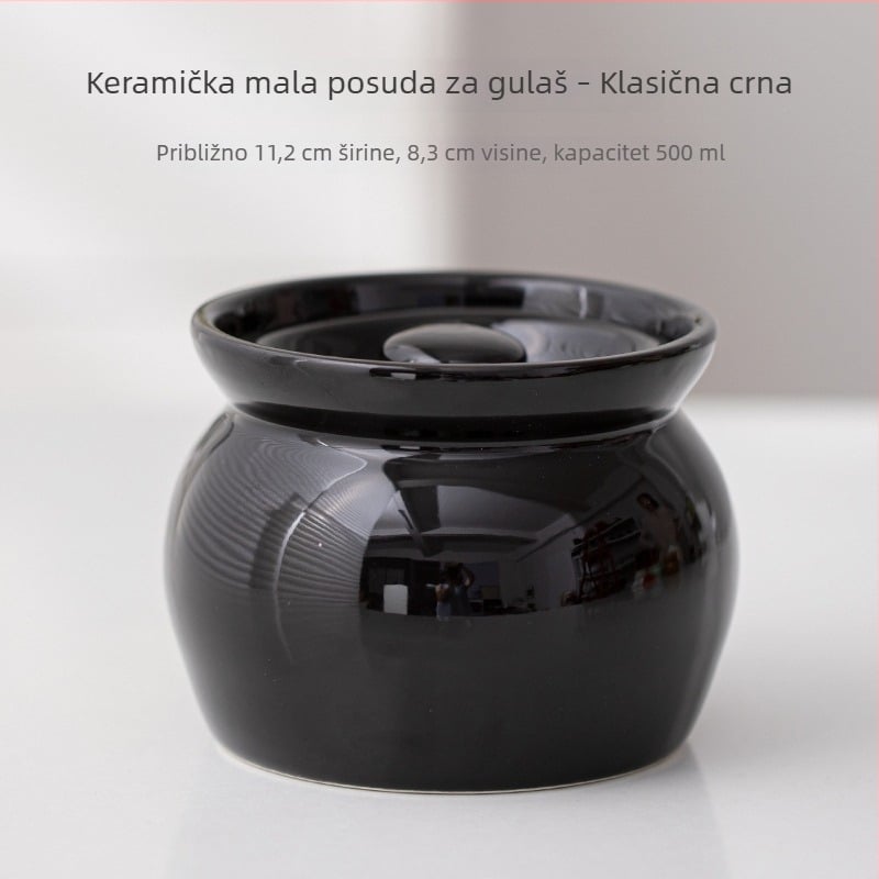 Mala keramička posuda za gulaš s poklopcem – za gulaš, juhe, jaja i pohranu, stolno posuđe