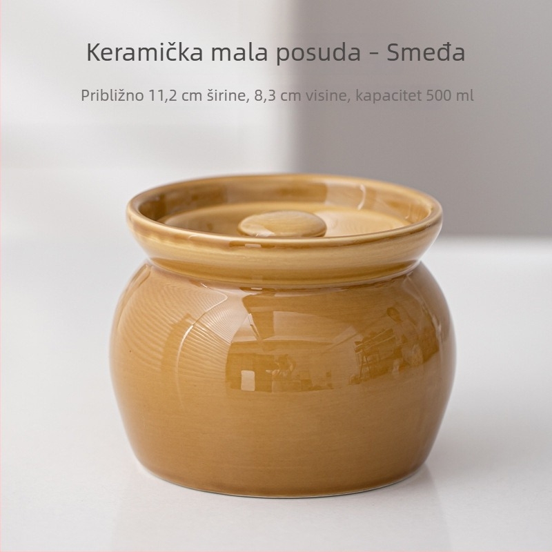 Mala keramička posuda za gulaš s poklopcem – za gulaš, juhe, jaja i pohranu, stolno posuđe