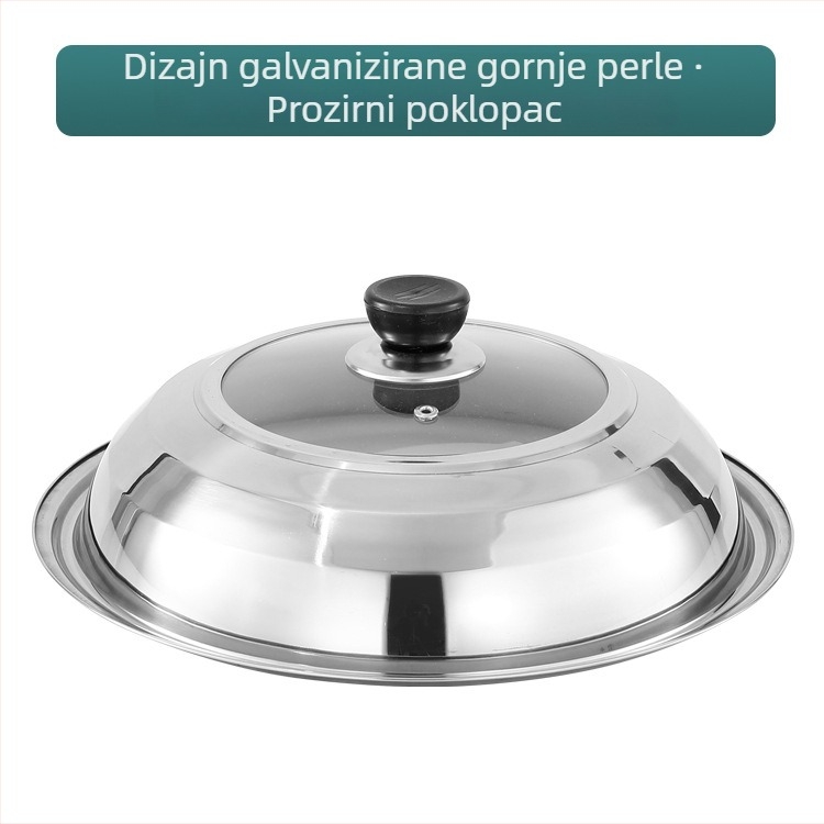Poklopac od nehrđajućeg čelika za lonac, 30–42 cm, univerzalni poklopac za wok i tavu