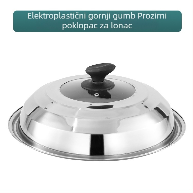 Poklopac od nehrđajućeg čelika za lonac, 30–42 cm, univerzalni poklopac za wok i tavu