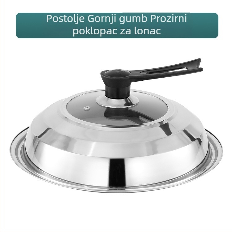 Poklopac od nehrđajućeg čelika za lonac, 30–42 cm, univerzalni poklopac za wok i tavu