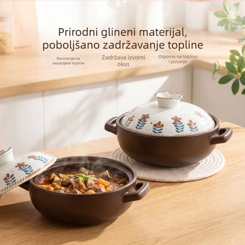 Japanski stil keramički kaserola s poklopcem, kapacitet 5 L ili više, protiv suhog izgaranja, pogodno za plinski štednjak