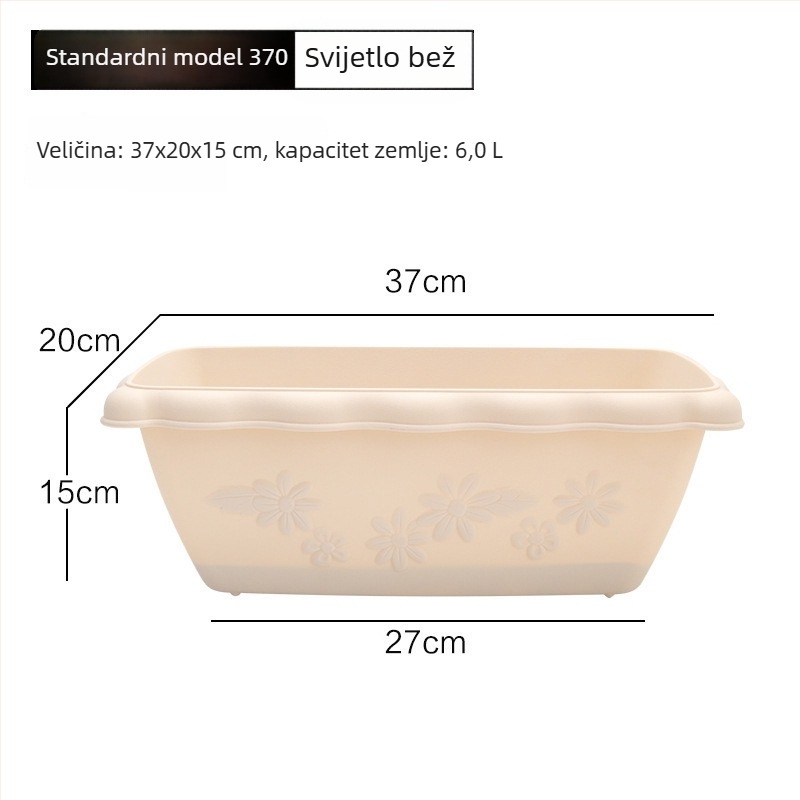 Pravokutna balkonska posuda od plastike, ekstra velika