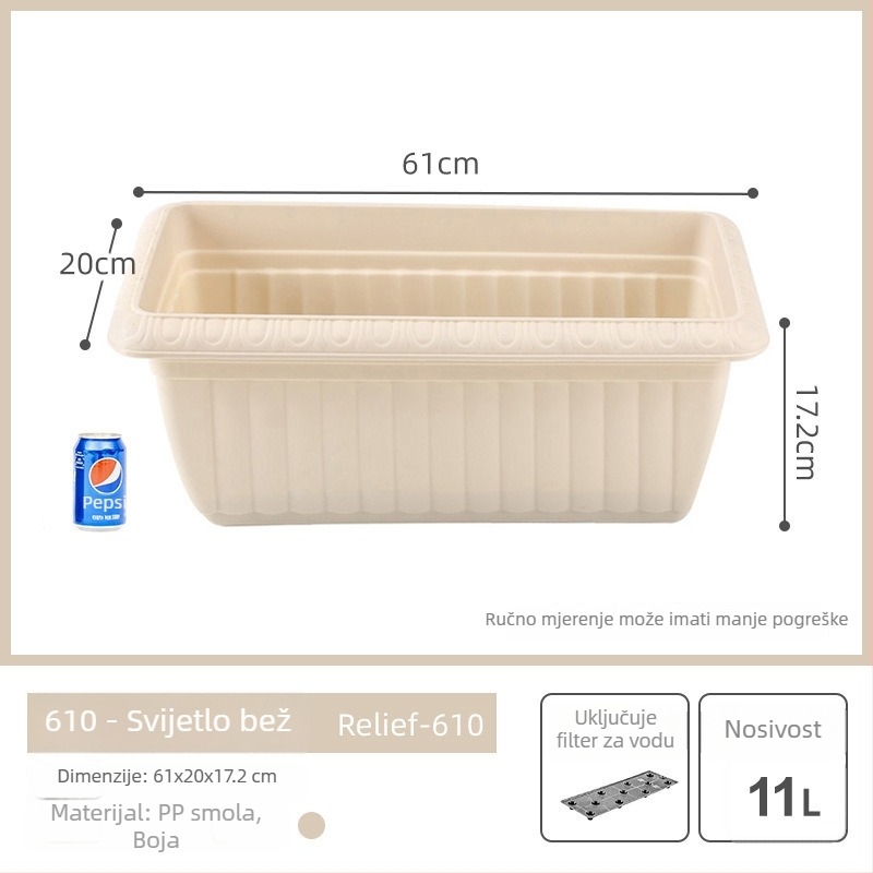 Pravokutna balkonska posuda od plastike, ekstra velika