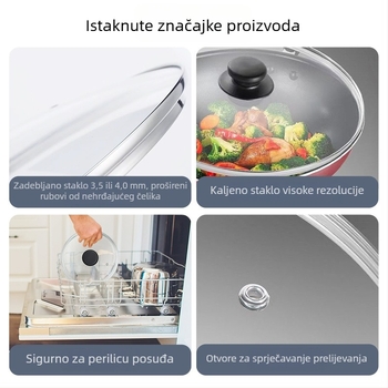 Poklopac od G tipa kaljenog stakla, proziran i debeli, za kućne parne posude, juhu lonac, električne posude i kasolu