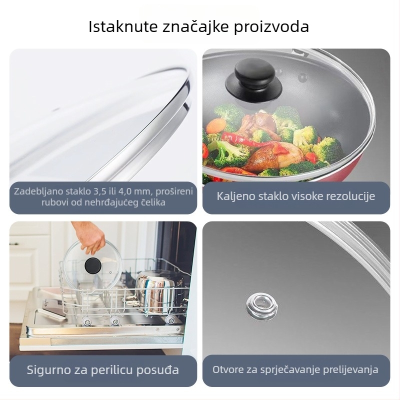 Poklopac od G tipa kaljenog stakla, proziran i debeli, za kućne parne posude, juhu lonac, električne posude i kasolu