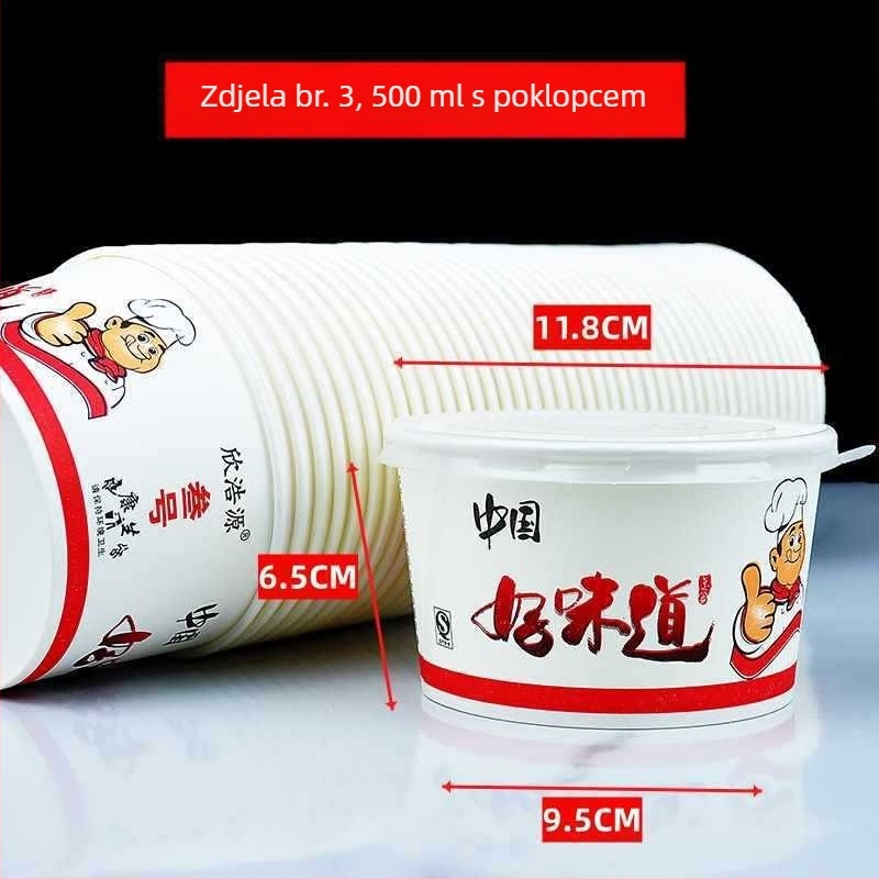 Set od 100 jednokratnih papirnatih zdjela s štapićima za catering i kućnu upotrebu