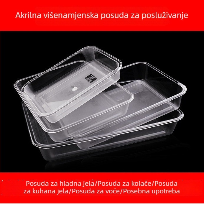 Akrilni prozirni pravokutni spremnik za led i hranu