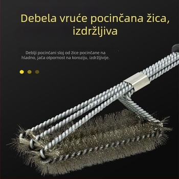 Nehrđajuća čelična četka za čišćenje roštilja, duga drška, žičana glava – multifunkcionalan set alata za roštilj