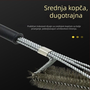 Nehrđajuća čelična četka za čišćenje roštilja, duga drška, žičana glava – multifunkcionalan set alata za roštilj