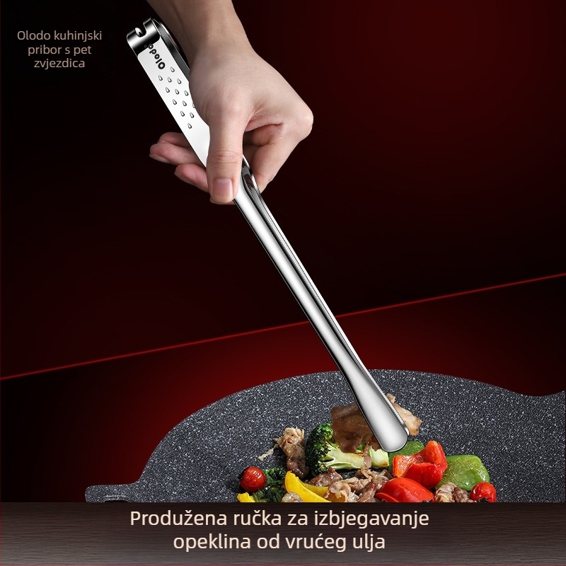 Kuhinjske hvataljke od 316 nehrđajućeg čelika, zaštita od opeklina, za prženje steakova, roštilj i korejski BBQ, s produženom duljinom