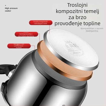 Otporno eksploziji tlak lonac od 304 nehrđajućeg čelika, kompaktnog mini oblika, debeli zidovi, plinski kuhalo, za kućnu i poslovnu upotrebu, kompatibilan s indukcijskim pločama