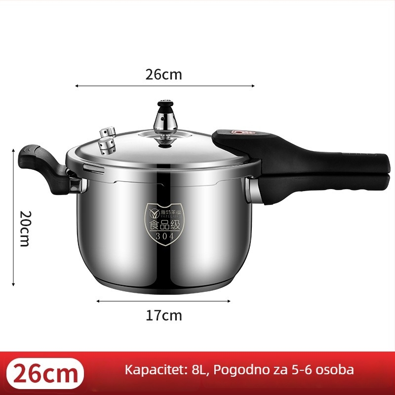 Otporno eksploziji tlak lonac od 304 nehrđajućeg čelika, kompaktnog mini oblika, debeli zidovi, plinski kuhalo, za kućnu i poslovnu upotrebu, kompatibilan s indukcijskim pločama