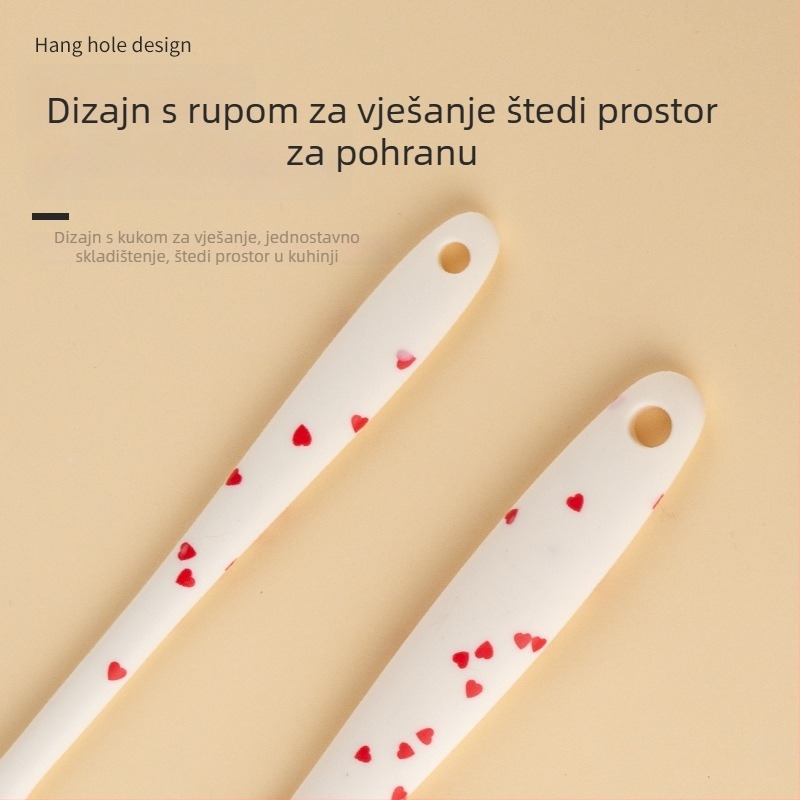 Dvo-dijelni set silikonskih alata za pečenje i roštilj: spatula za tortu i otporan skraper s četkom za ulje
