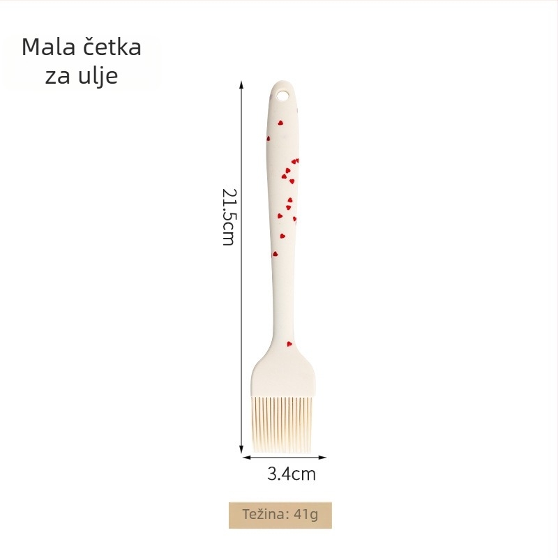 Dvo-dijelni set silikonskih alata za pečenje i roštilj: spatula za tortu i otporan skraper s četkom za ulje