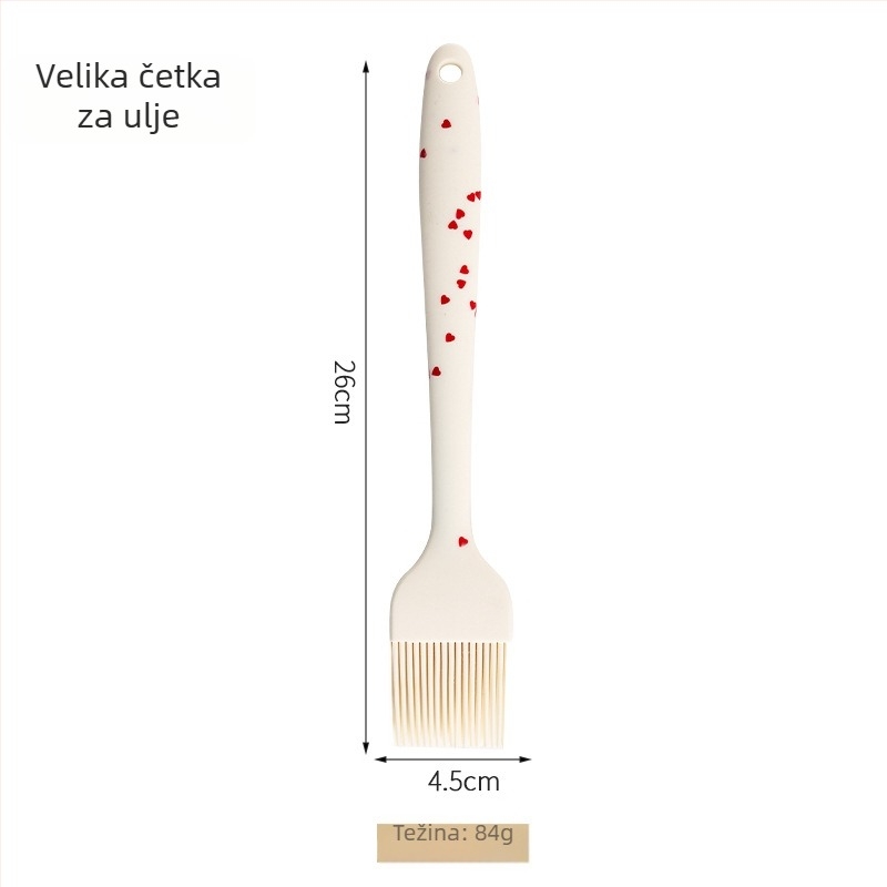 Dvo-dijelni set silikonskih alata za pečenje i roštilj: spatula za tortu i otporan skraper s četkom za ulje