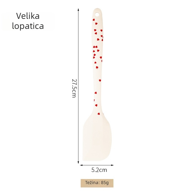Dvo-dijelni set silikonskih alata za pečenje i roštilj: spatula za tortu i otporan skraper s četkom za ulje