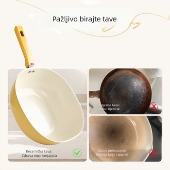 Xinas wok s keramičkim titanovim premazom, nepriľjavan, elegantan dizajn za kućnu upotrebu, univerzalan za plin, ugljen, drvo i indukciju
