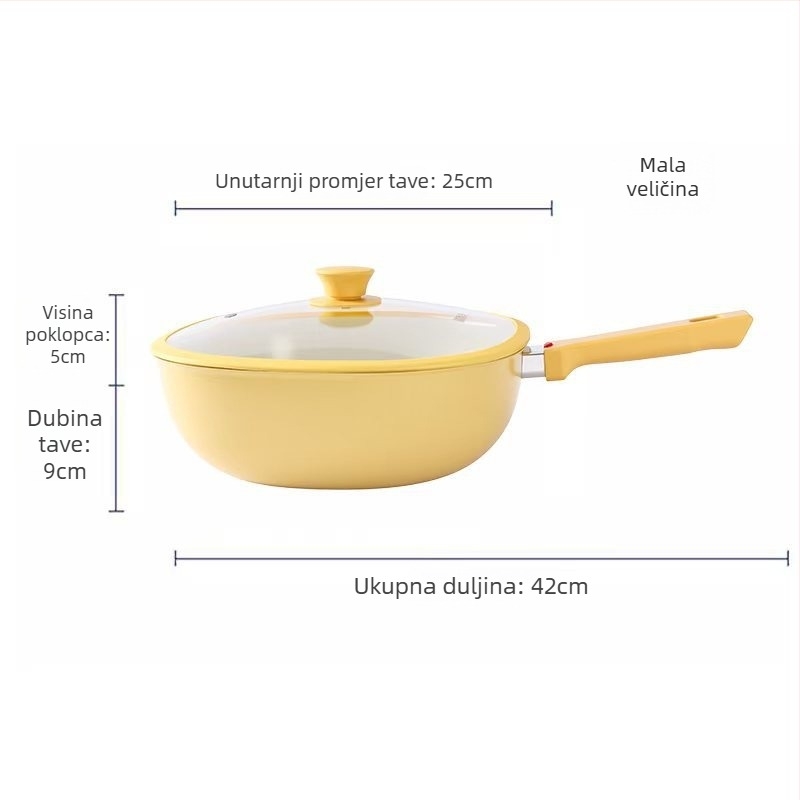 Xinas wok s keramičkim titanovim premazom, nepriľjavan, elegantan dizajn za kućnu upotrebu, univerzalan za plin, ugljen, drvo i indukciju