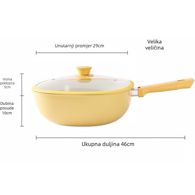 Xinas wok s keramičkim titanovim premazom, nepriľjavan, elegantan dizajn za kućnu upotrebu, univerzalan za plin, ugljen, drvo i indukciju