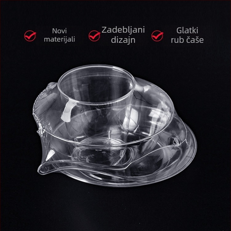 Plastični set posuđa za zabave s motivom trubačkog cvijeta, 10-dijelni set: zdjele, tanjuri, čaše i žlice za jednokratnu upotrebu