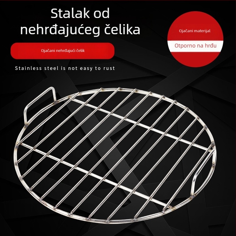 Krušna mreža od nehrđajućeg čelika s ojačanim držalom – mreža za roštilj i para s donjom mrežom
