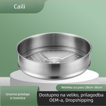 Okrugla posuda za para od nehrđajućeg čelika s perforiranom košarom i visokim debelim dnom za velike parene peciva
