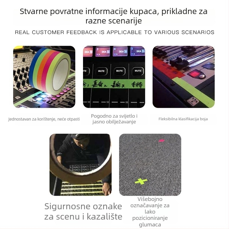 Svijetleća traka za pisanje, matna boja, visoka prionljivost, rekviziti za film i pozornicu, fluorescencijska tkanina kao podloga
