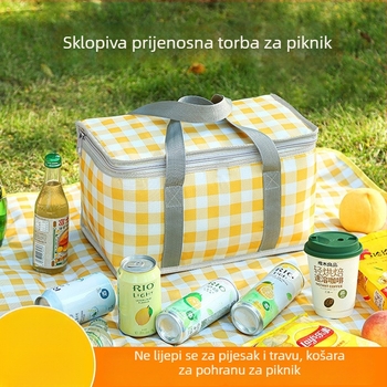 Izolirani koš za piknik velikog kapaciteta, prenosni i sklopivi za kampiranje, s aluminijskom folijom izolacijom