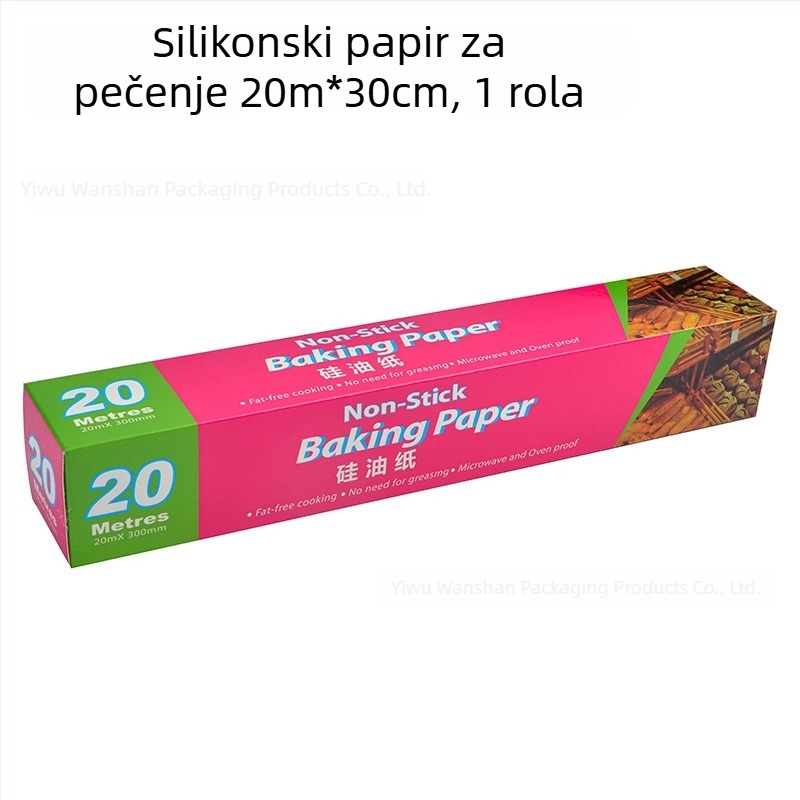 Parchment papir s silikonskim premazom za pećnicu i Air Fryer, kvaliteta hrane, apsorpcija masnoće, 20 m rola