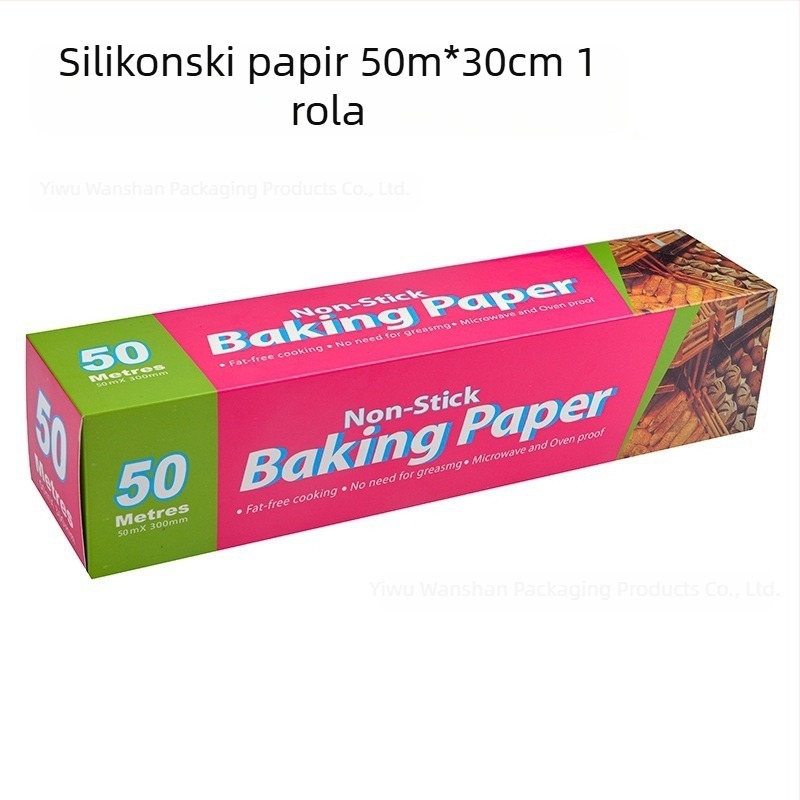 Parchment papir s silikonskim premazom za pećnicu i Air Fryer, kvaliteta hrane, apsorpcija masnoće, 20 m rola