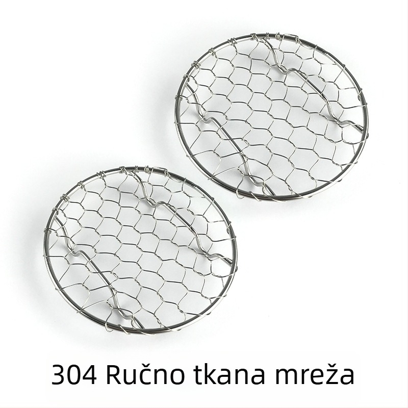 Okrugla ručno pletena mreža od nehrđajućeg čelika 304 za odvod ulja pri prženim namirnicama, posuda za toast, nehrđajući roštilj