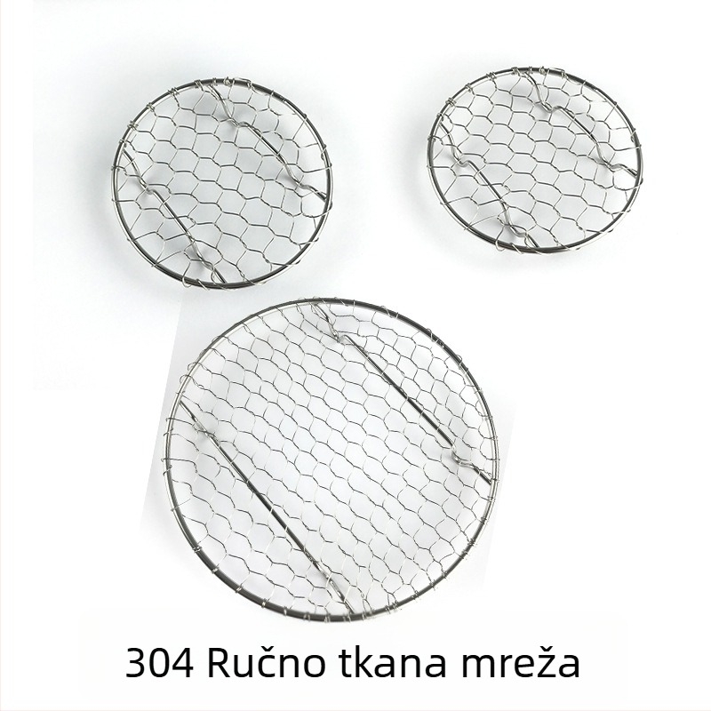 Okrugla ručno pletena mreža od nehrđajućeg čelika 304 za odvod ulja pri prženim namirnicama, posuda za toast, nehrđajući roštilj