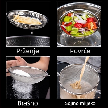 Nehrđajući čelik: žlica-filtr i sito za sojino mlijeko i sokove – ultra-fino filtriranje, kuhinjsko sito, odjeljak ulja za vrele lonce