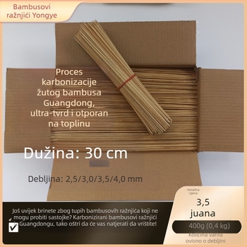 Karbonizirani štapići od bambusa, dužine 30 cm, otporni na visoke temperature, za roštilj i malatang.