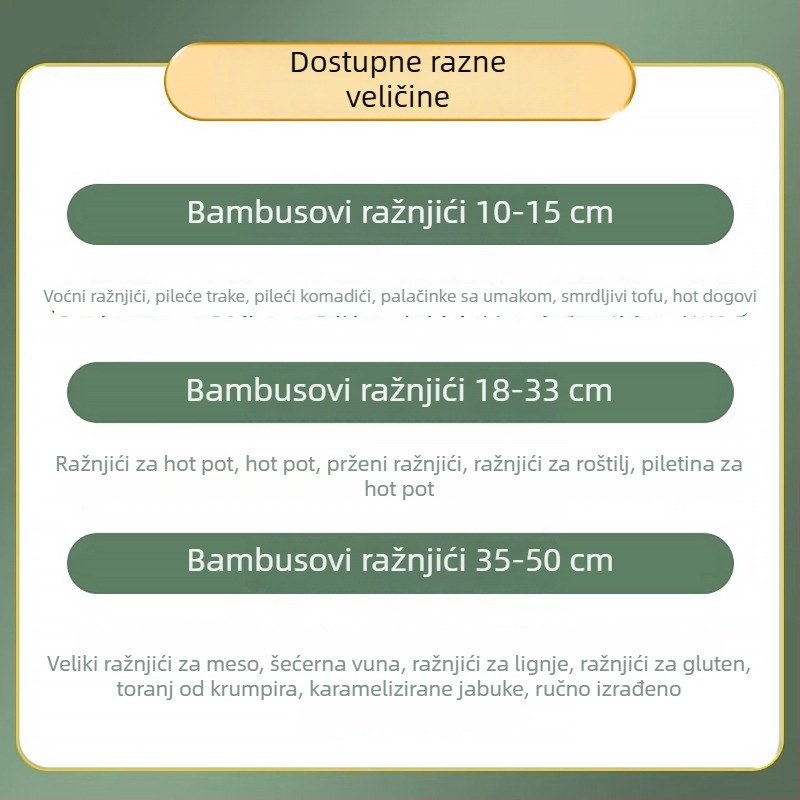 Jednokratni bambus štapići za roštilj, dugi bambus štapići, 5000 komada