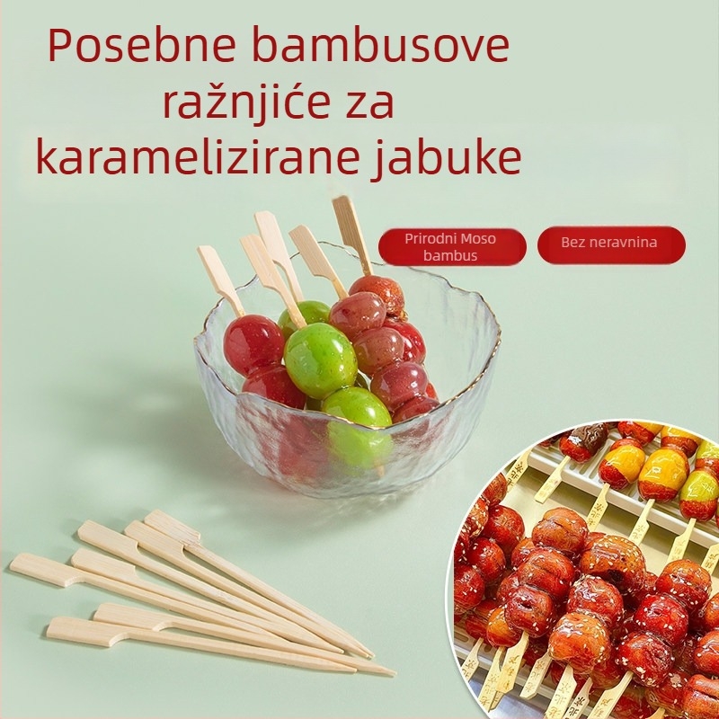 Bambusovi ražnjići za voće s karamelizacijom i za odén, jednokratni mini roštilj ražnjići, voćni ražnjići za roštilj