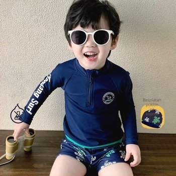 Nova unisex obiteljski kupaći kostim s dugim rukavima za odrasle i djecu – sportski ronilački stil