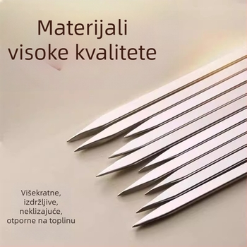 Nerđajući čelični ražnjići za roštilj – plosni i okrugli, komplet za vanjske janjetine ražnjiće