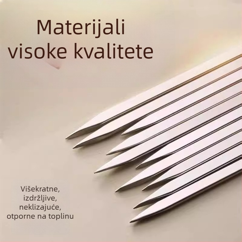 Nerđajući čelični ražnjići za roštilj – plosni i okrugli, komplet za vanjske janjetine ražnjiće
