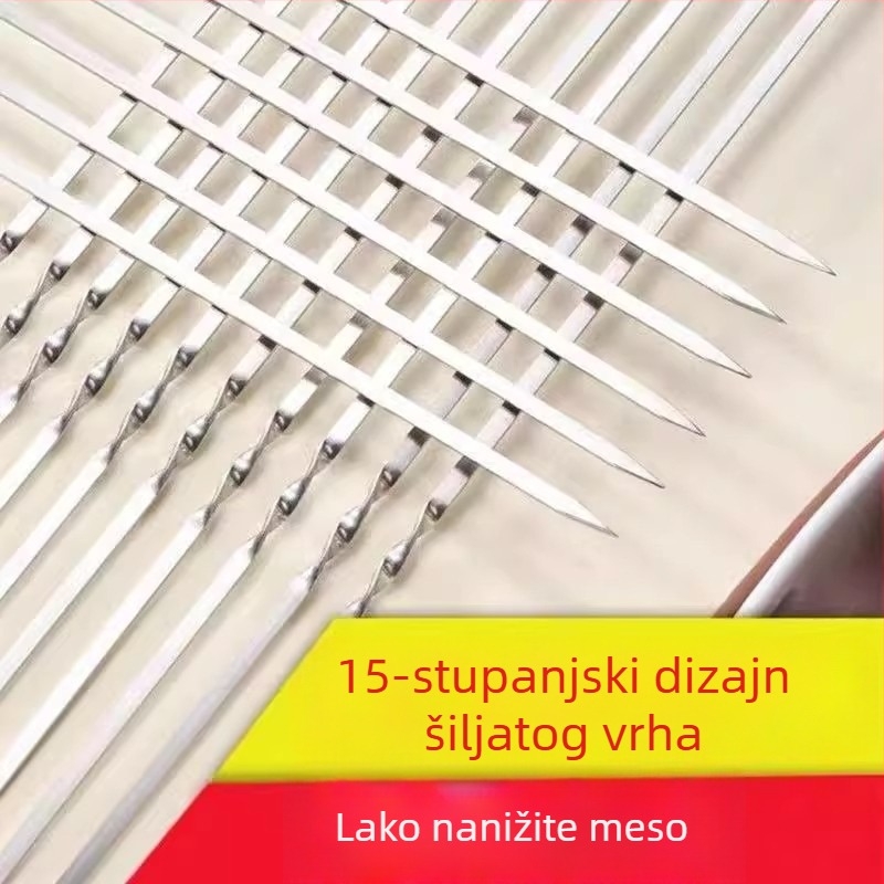 Nerđajući čelični ražnjići za roštilj – plosni i okrugli, komplet za vanjske janjetine ražnjiće